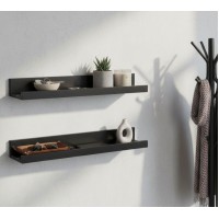 Set 2 polite perete, MDF, feronerie inclusa – montaj usor si organizare practica, negru, 55x12x7 cm