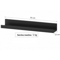 Set 2 polite perete, MDF, feronerie inclusa – montaj usor si organizare practica, negru, 55x12x7 cm