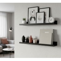 Set 2 polite perete, MDF, feronerie inclusa – montaj usor si organizare practica, negru, 55x12x7 cm