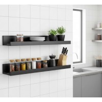 Set 2 polite perete, MDF, feronerie inclusa – montaj usor si organizare practica, negru, 55x12x7 cm