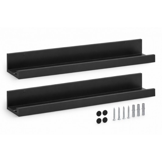 Set 2 polite perete, MDF, feronerie inclusa – montaj usor si organizare practica, negru, 55x12x7 cm