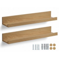 Set 2 polite, MDF, feronerie inclusa – montaj usor si organizare practica, aspect nature, 55x12 cm