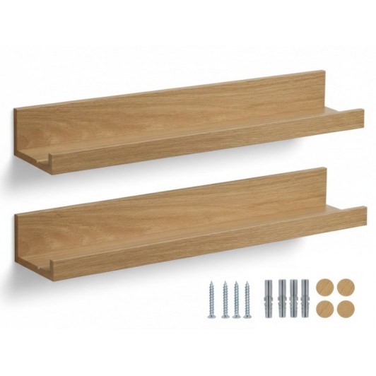 Set 2 polite, MDF, feronerie inclusa – montaj usor si organizare practica, aspect nature, 55x12 cm