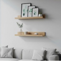 Set 2 polite, MDF, feronerie inclusa – montaj usor si organizare practica, aspect nature, 55x12 cm