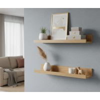 Set 2 polite, MDF, feronerie inclusa – montaj usor si organizare practica, aspect nature, 55x12 cm