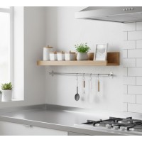 Set 2 polite, MDF, feronerie inclusa – montaj usor si organizare practica, aspect nature, 55x12 cm