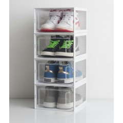 Set 4 cutii transparente pentru depozitare incaltaminte – modulare, stivuibile si usor de combinat
