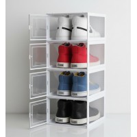 Set 4 cutii transparente pentru depozitare incaltaminte – modulare, stivuibile si usor de combinat