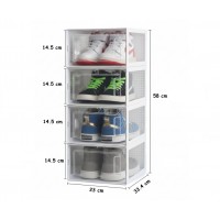 Set 4 cutii transparente pentru depozitare incaltaminte – modulare, stivuibile si usor de combinat