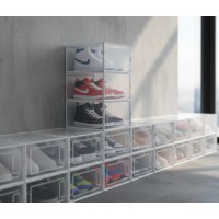 Set 4 cutii transparente pentru depozitare incaltaminte – modulare, stivuibile si usor de combinat