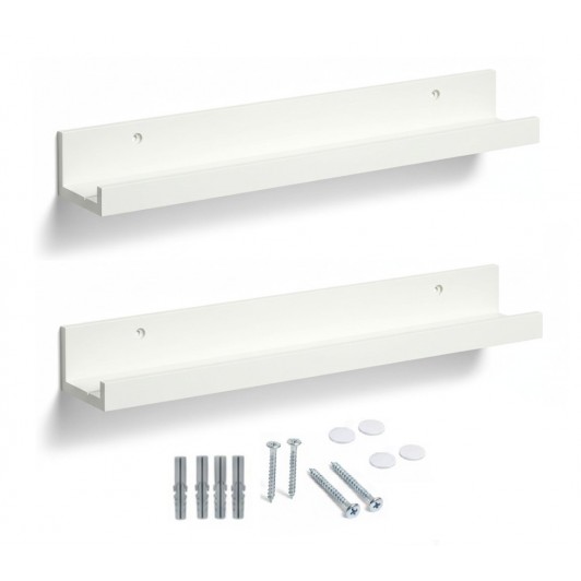 Set 2 polite perete, MDF, cu feronerie inclusa – montaj usor si organizare practica, alb, 55x12 cm