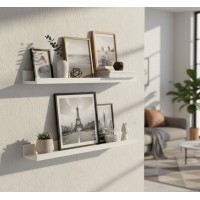 Set 2 polite perete, MDF, cu feronerie inclusa – montaj usor si organizare practica, alb, 55x12 cm