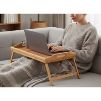 Tava / masuta pliabila, bambus, pentru mic dejun la pat si servire confortabila, 50x29.5x22 cm