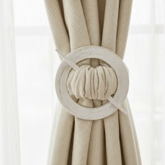 Agrafa rotunda din lemn, pentru perdea sau draperie, model rustic, Ø 14 cm