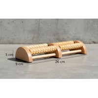 Aparat de masaj pentru picioare, cu 4 role, lemn, 26x9x5 cm