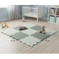 Covor din spuma, puzzle gri verzui, 9 piese, 93x93 cm