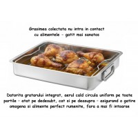Tava cu gratar din inox, pentru cuptor, 40x32x7 Tava cu gratar din inox, pentru cuptor, 40x32x7