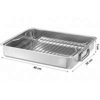 Tava cu gratar din inox, pentru cuptor, 40x32x7 Tava cu gratar din inox, pentru cuptor, 40x32x7