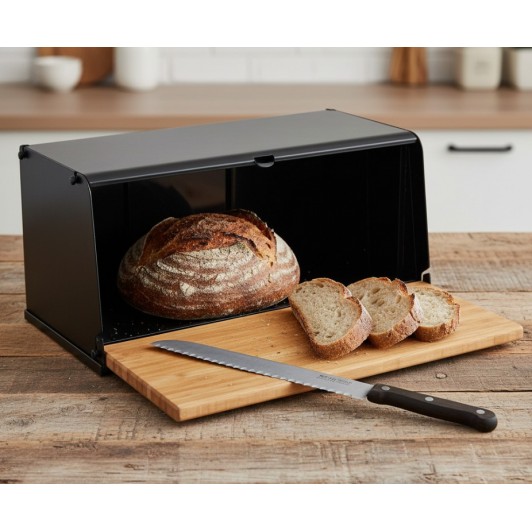 Cutie pentru paine, tocator integrat, 41x21x19 cm Cutie pentru paine, tocator integrat, 41x21x19 cm