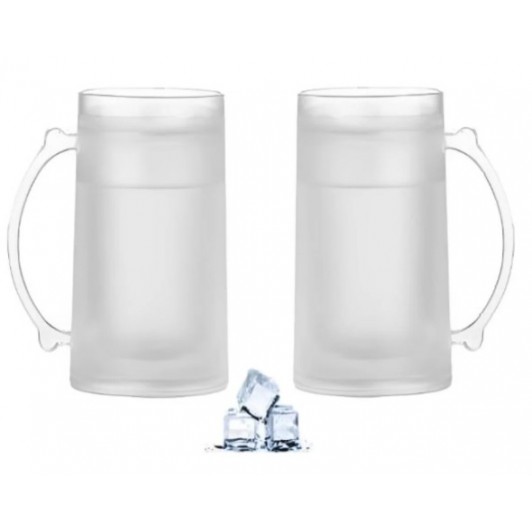 Set 2 halbe de bere, pentru congelator, pereti dublii cu lichid mentin bautura rece, 450 ml