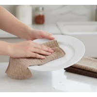 Set 3 prosoape de bucatarie, microfibra, bej/maro, 60x35 cm