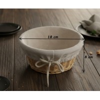 Cos paine, din rachita, husa din bumbac detasabila, 18x8 cm Cos paine, din rachita, husa din bumbac detasabila, 18x8 cm