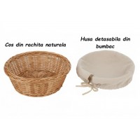 Cos paine, din rachita, husa din bumbac detasabila, 18x8 cm Cos paine, din rachita, husa din bumbac detasabila, 18x8 cm