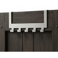 Cuier din Inox, 5 carlige, fixare pe usa, nu necesita holsuruburi, 30x7.5x14.5 cm