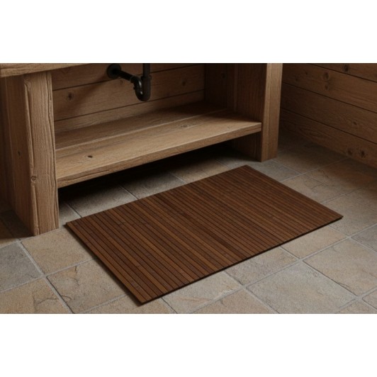 Covoras din bambus, maro, suprafata antialunecare, 80x50 cm