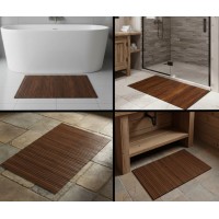 Covoras din bambus, maro, suprafata antialunecare, 80x50 cm