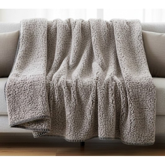 Patura moale si confortabila, cu doua fete, 220x150 cm, taupe, imitatie blana Patura moale si confortabila, cu doua fete, 220x150 cm, taupe, imitatie blana