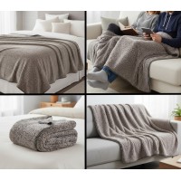 Patura moale si confortabila, cu doua fete, 220x150 cm, taupe, imitatie blana Patura moale si confortabila, cu doua fete, 220x150 cm, taupe, imitatie blana