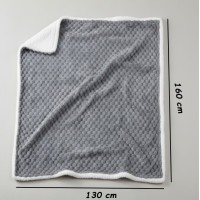 Patura moale si confortabila, cu doua fete, gri model reliefat, alb imitatie de blana, 160x130 cm Patura moale si confortabila, cu doua fete, gri model reliefat, alb imitatie de blana, 160x130 cm
