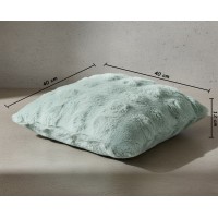 Perna decorativa, moale si catifelata, imitatie de blana, verde menta, 40x40x12 cm, model reliefat