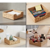 Cutie decorativa impletita, fibre lemn, cadru metalic, 18x18x7 cm, suport servetele, organizare baie Cutie decorativa impletita, fibre lemn, cadru metalic, 18x18x7 cm, suport servetele, organizare baie