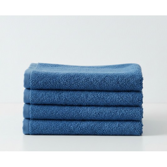 Set 4 buc prosop moale, bumbac 100%, marime medie, 50x30 cm, albastru, pentru fata, maini sau par