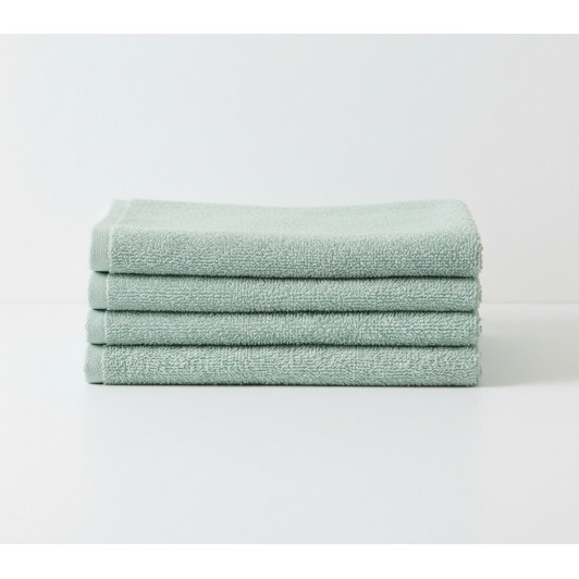 Set 4 buc prosop moale, bumbac 100%, marime medie/mica, 50x30 cm, verde menta, pentru fata sau maini