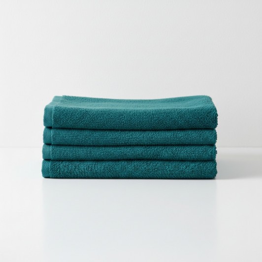 Set 4 buc prosop moale, bumbac 100%, marime medie, 70x50 cm, turcoaz, pentru fata, maini sau par