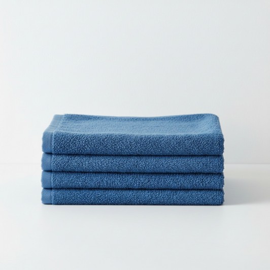 Set 4 buc prosop moale, bumbac 100%, marime medie, 70x50 cm, albastru, pentru fata, maini sau par