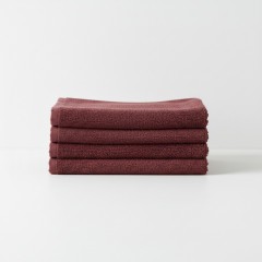 Set 4 buc prosop moale, bumbac 100%, marime medie, 70x50 cm, bordo, pentru fata, maini sau par