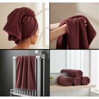 Set 4 buc prosop moale, bumbac 100%, marime medie, 70x50 cm, bordo, pentru fata, maini sau par Set 4 buc prosop moale, bumbac 100%, marime medie, 70x50 cm, bordo, pentru fata, maini sau par