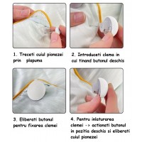 Set 6 cleme tip pioneza, Ø2x3 cm pentru fixare plapuma, pilota, previn alunecarea sau deplasarea