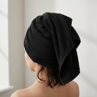 Set 4 buc prosop moale, bumbac 100%, marime medie, 70x50 cm, negru, pentru fata, maini sau par