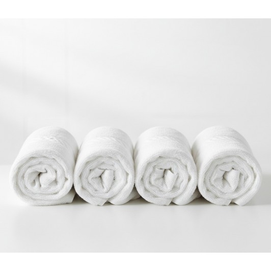 Set 4 buc prosop moale, bumbac 100%, marime medie, 70x50 cm, alb, pentru fata, maini sau par