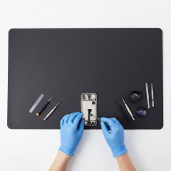 Covoras tip suprafata de lucru sau prezentare bijuteri/ceasuri, 90x45 cm, gri, antiderapant