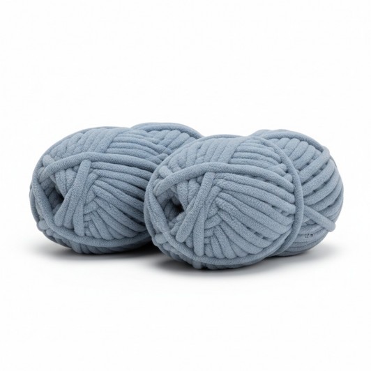 Set 2 buc ghem cu fir de tricotat moale si catifelat, bleu, poliester, lungime 32 m/ghem