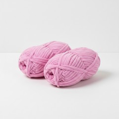 Set 2 buc ghem cu fir de tricotat moale si catifelat, roz, poliester, lungime 32 m/ghem