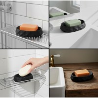 Savoniera din plastic, model cu margini 3D, 13x9 cm, negru, oval