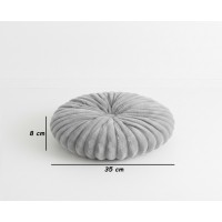 Perna decorativa moale si confortabila, model cu nasture, rotunda, Ø35x8 cm, poliester, gri Perna decorativa moale si confortabila, model cu nasture, rotunda, Ø35x8 cm, poliester, gri