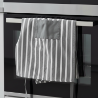 Sort de bucatarie, gri cu dungi albe si buzunar, 55x75 cm